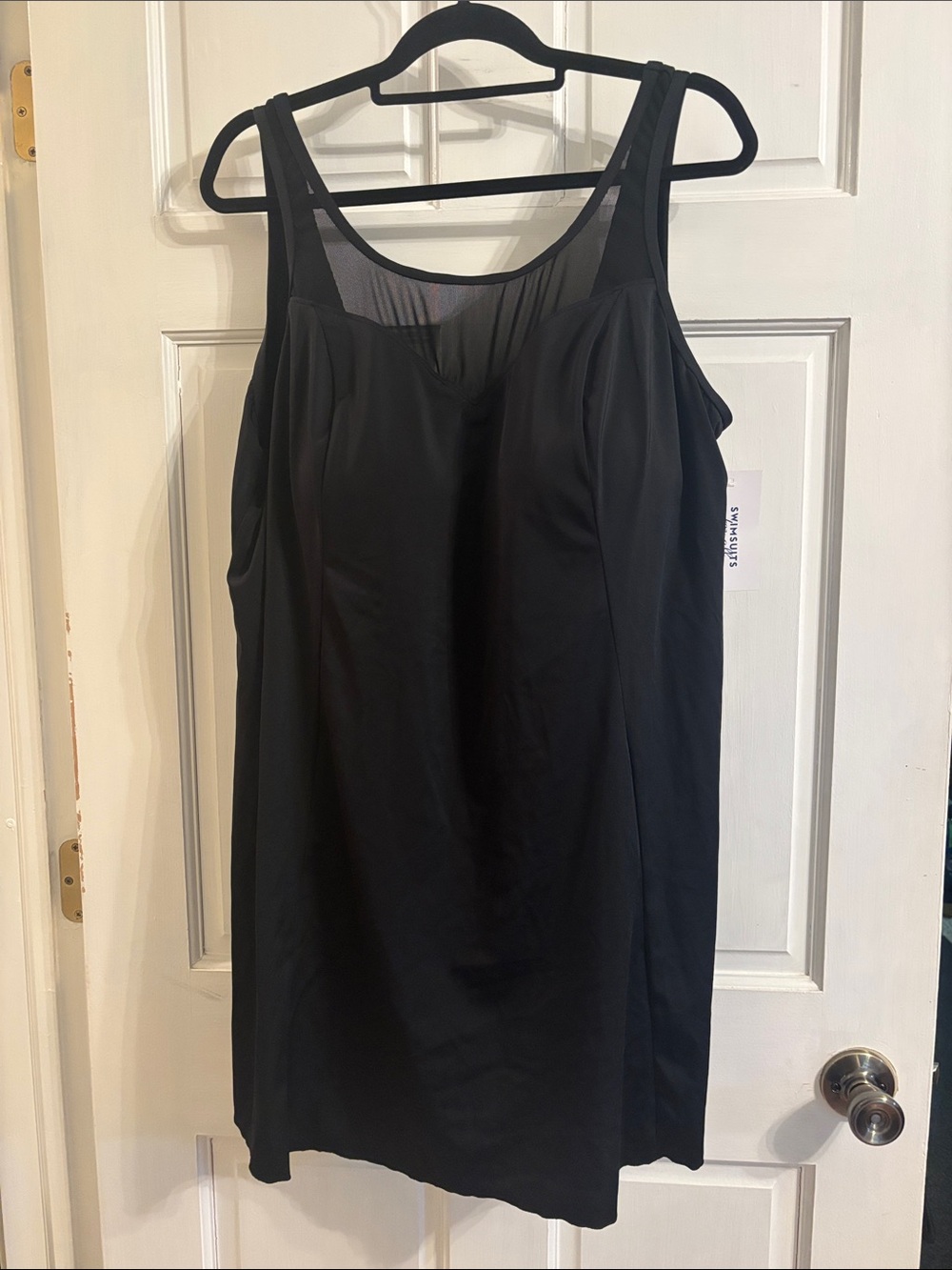 Swimsuits For All Black Mesh-Detail Swim Chemise